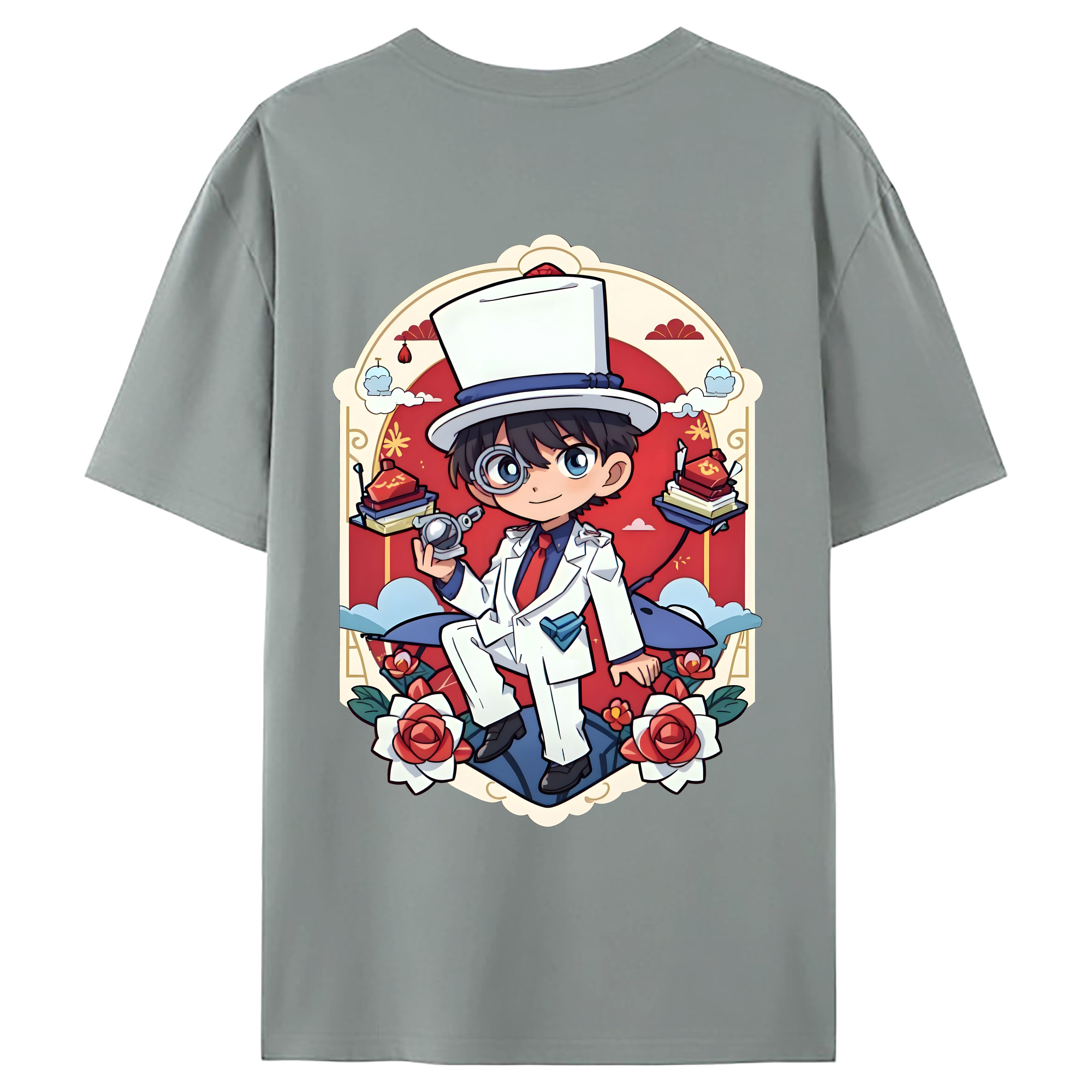 （画像用） 名探偵コナン くろば かいと Detective Conan Kuroba Kaito 綿100％ メンズ半袖Tシャツ（バックプリント） 通気性